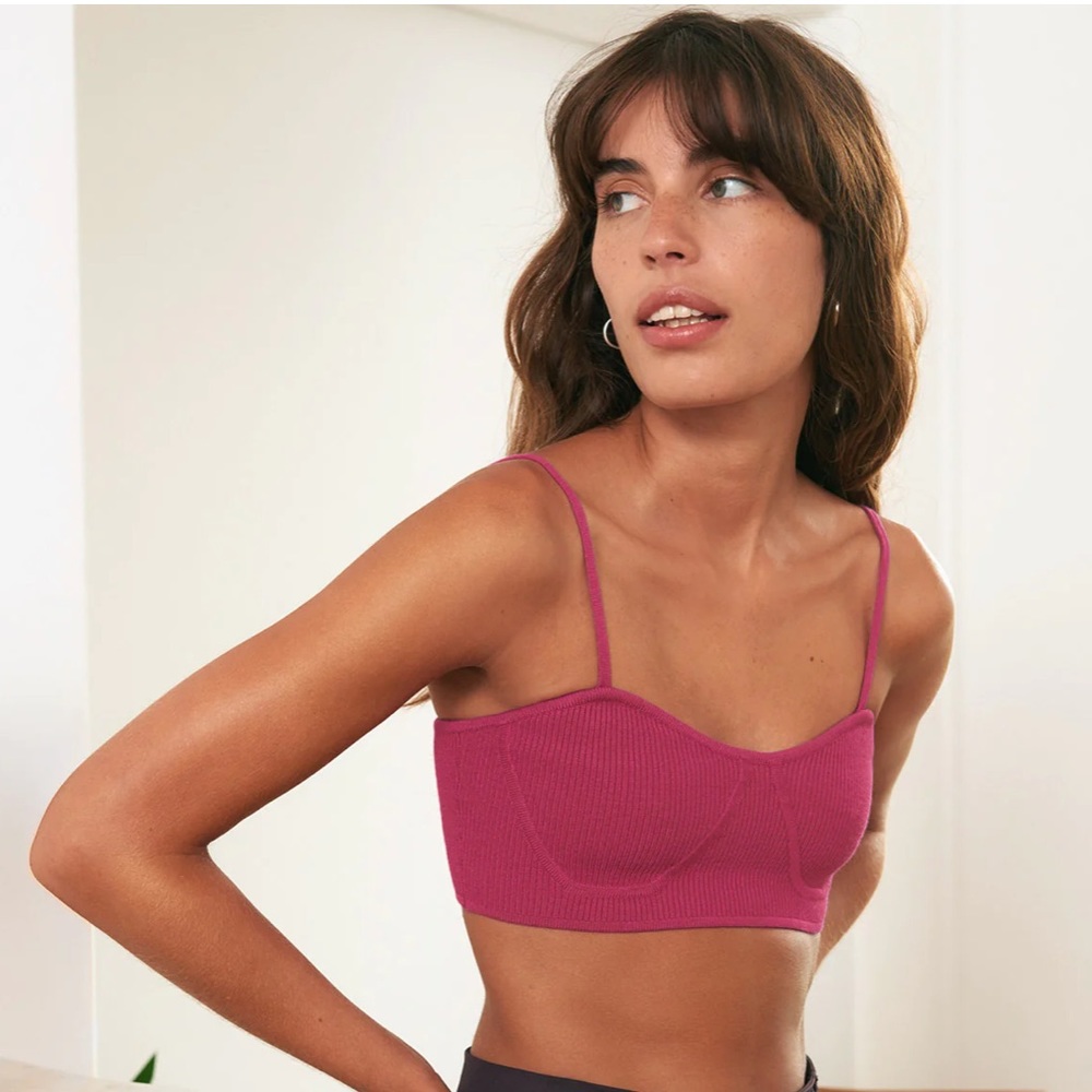 Pixie Market Berry Knit Bralette Top